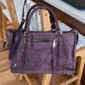 Shoulder bag or hand bag. Suede purple